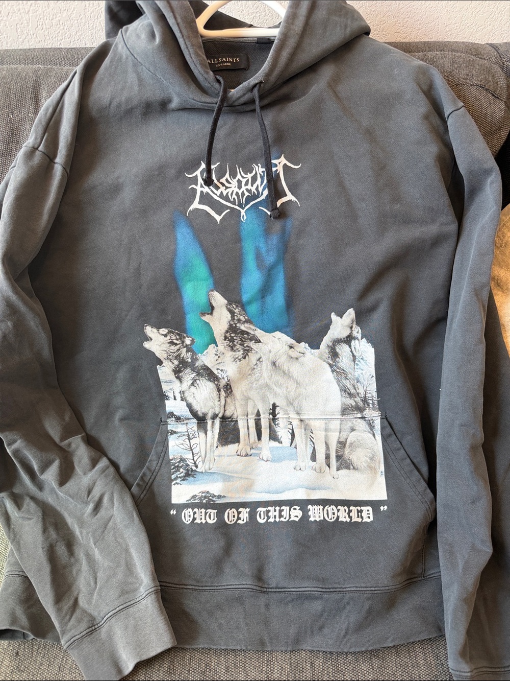 All Saints howl wolf print hoodie